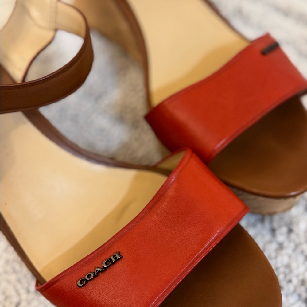 Coach Women's Burnt Orange and Brown Sandals
